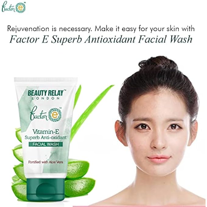 STRBOXONG - FACTOR E VITAMIN-E SUPERB ANTIOXIDANT FACIAL WASH - REMOVE OIL & DIRT, MOISTURE LOOK YOUNGER - SMOOTH & PERFECT - WHITENING & BRIGHTENING - WITH ALOEVERA, 175G, PACK OF 2 - Image 2